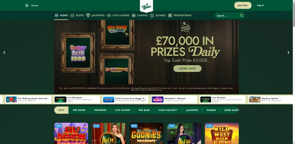 mr green main menu