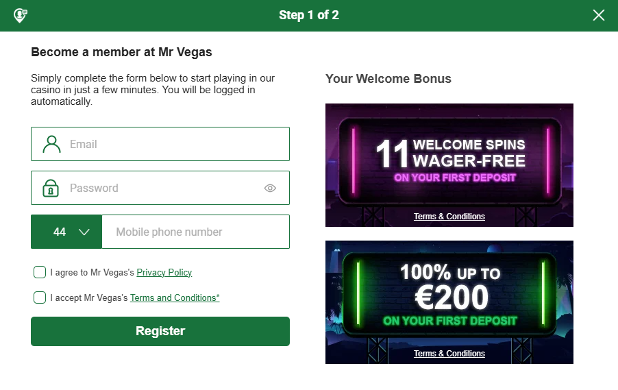 mr vegas registro