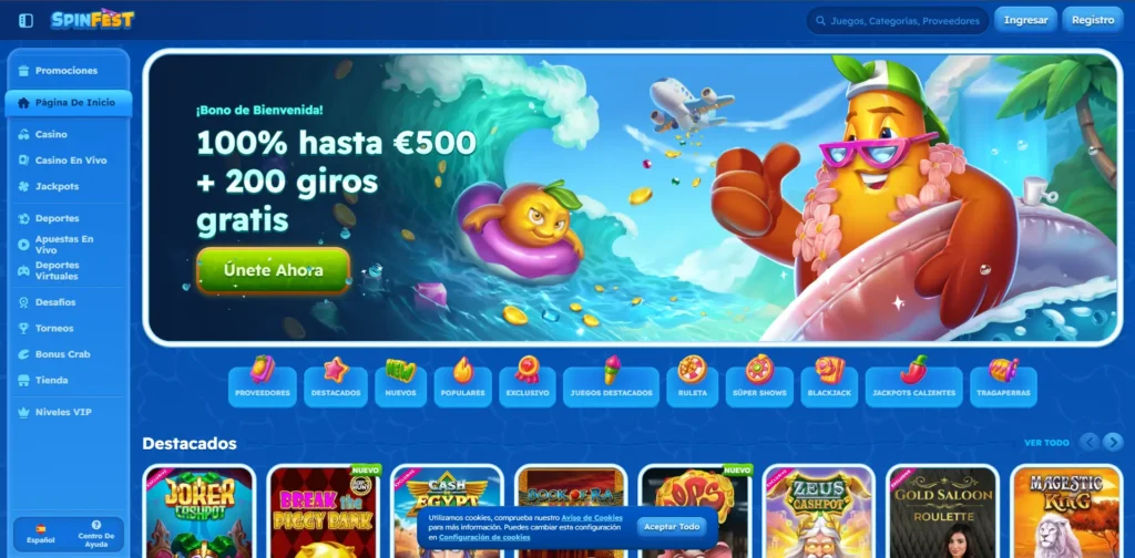 spinfest main menu